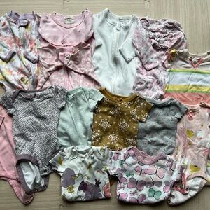 Organic baby girl newborn clothing lot include 14 items